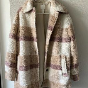 H&M Teddy Jacket - Cream, Tan, and Brown